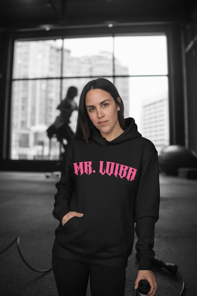 MR LOIBA Hoodie – Black with Neon Pink Logo