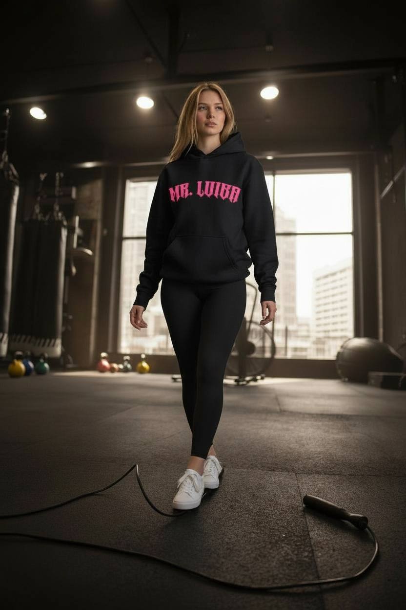 MR LOIBA Hoodie – Black with Neon Pink Logo