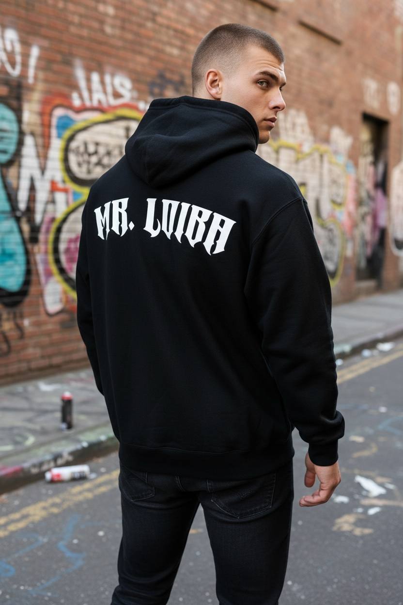MR LOIBA Hoodie – Black with White Logo