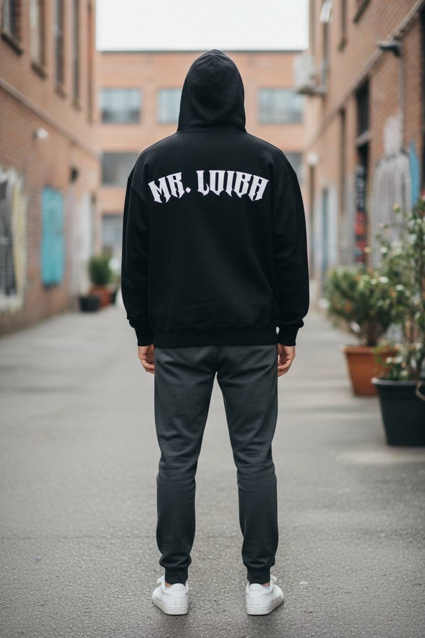 MR LOIBA Hoodie – Black with White Logo